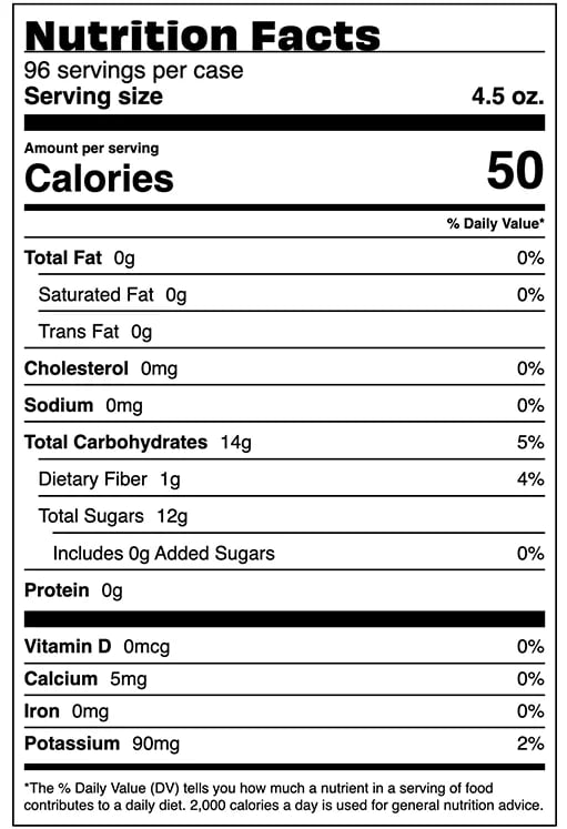 Nutrition Facts - Original Unsweetened Applesauce