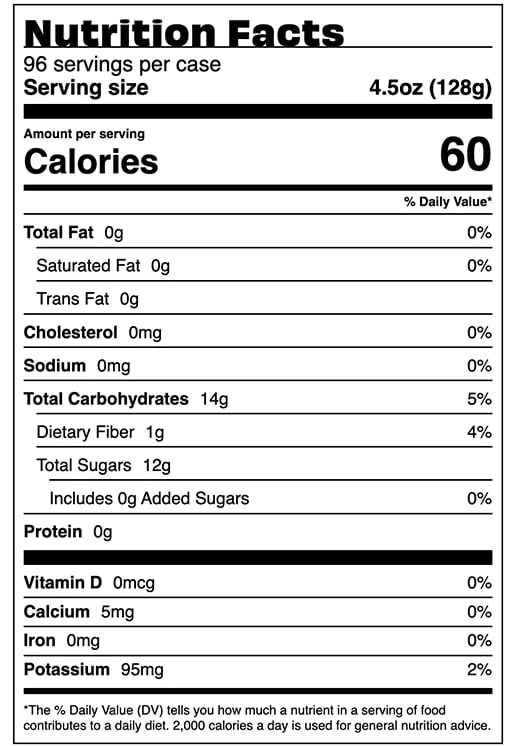 Nutrition Facts - Unsweetened Peach Applesauce