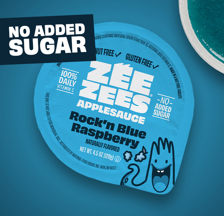 Zee Zees Applesauce - Rockn Blue Raspberry - POS(NO SUGAR ADDED)
